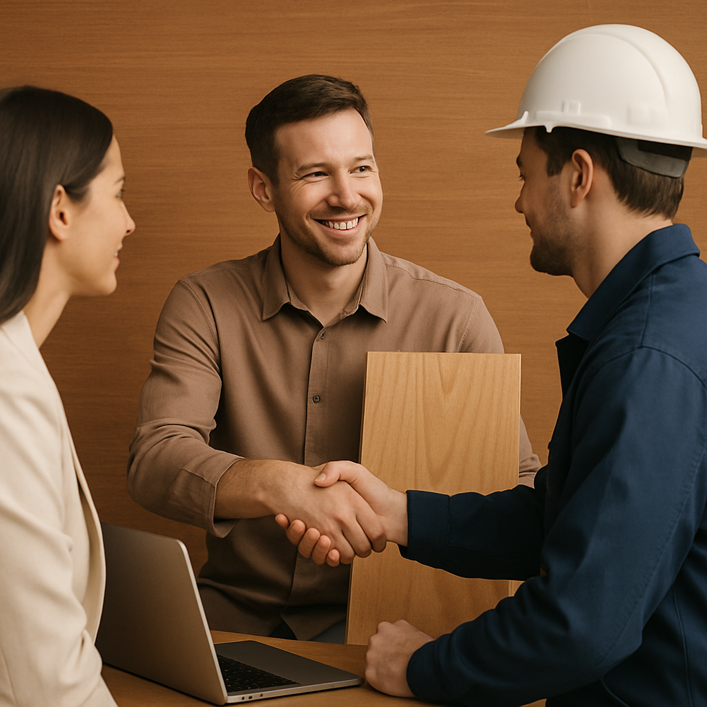 Contractor working with wood